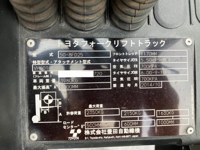 フォークリフトトヨタ　中古　8FD25