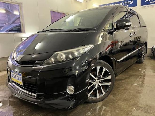 エスティマアエラスプレミアムエディション　本州仕入　後期型　禁煙車　ＷＡＫＯＳバリアスコーティング済　純正ブラポリ１８インチＡＷ　社外１７ＡＷ＋スタッドレスタイヤ付　両側パワースライドドア　イクリプスナビ（フルセグ地デジ　ＤＶＤ再生　Ｂｌｕｅｔｏｏｔｈ）＋バックカメラ　純正ブラックハーフレザーシート　ＰＵＳＨスタート　スマートキー　クルーズコントロール　運転席パワーシート　タイミングチェーン車　ビルトインＥＴＣ　ＨＩＤ ヘッドライト 4WD 2400 5Dr