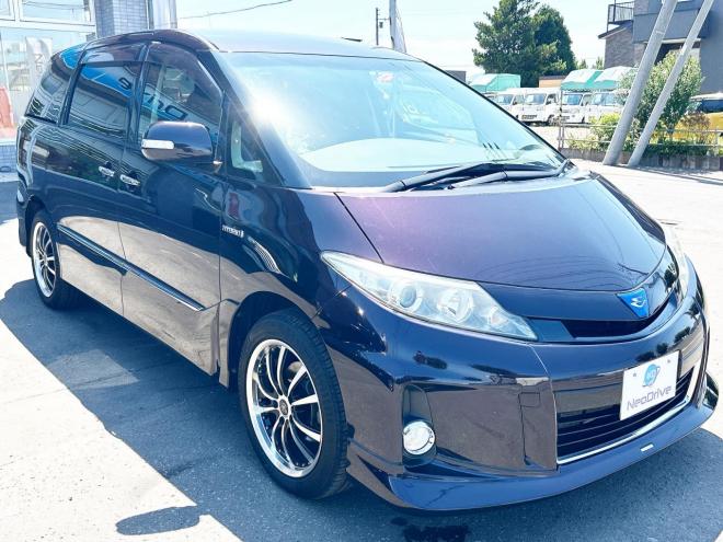 エスティマハイブリッドハイブリッド2.4アエラス プレミアムED 4WD　ローンが不安な方＜優遇ローン＞両側パワスラ　社外ナビ　ハーフレザー 4WD