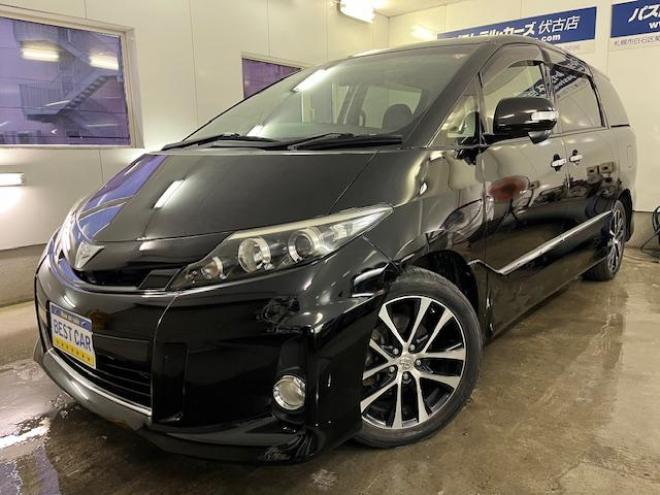 エスティマアエラス　プレミアムエディション　後期型　寒冷地仕様　禁煙車　ＷＡＫＯＳバリアスコーティング済　純正１８インチＡＷ　純正１７ＡＷ＋スタッドレスタイヤ付　両側パワースライドドア　純正ハーフレザーシート　イクリプスナビ（フルセグ地デジ　ＤＶＤ再生　Ｂｌｕｅｔｏｏｔｈ）＋バックカメラ　エンジンスターター　ＰＵＳＨスタート　スマートキー　クルーズコントロール　タイミングチェーン車　ＨＩＤ ヘッドライト　フロントガラス熱線　リアヒーター 4WD 2400 5Dr