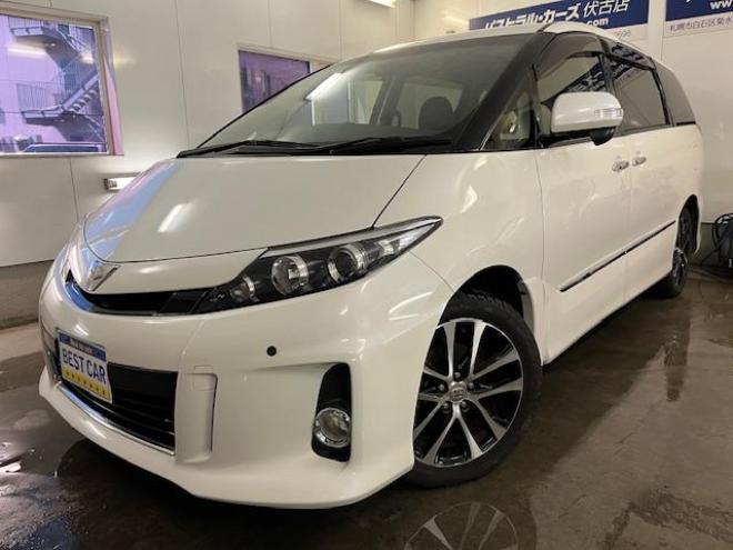 エスティマアエラス　プレミアムエディション　後期型　本州仕入　禁煙車　ＷＡＫＯＳバリアスコーティング済　純正１８インチＡＷ　社外１７ＡＷ＋スタッドレスタイヤ付　両側パワースライドドア　パワーバックドア　純正ハーフレザーシート　純正ナビ（フルセグ地デジ　ＤＶＤ再生　Ｂｌｕｅｔｏｏｔｈ）＋バックカメラ　純正１１インチリアフリップダウンモニター　ＰＵＳＨスタート　スマートキー　クルーズコントロール　運転席パワーシート　２列目オットマン仕様　タイミングチェーン車　ＨＩＤ ヘッドライト　横滑り防止装置 4WD 2400 5D