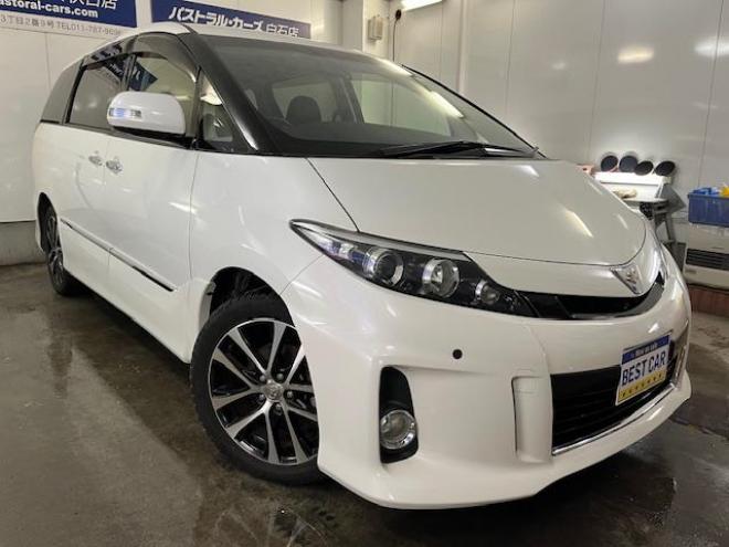 エスティマアエラス　プレミアムエディション　後期型　本州仕入　禁煙車　ＷＡＫＯＳバリアスコーティング済　純正１８インチＡＷ　社外１７ＡＷ＋スタッドレスタイヤ付　両側パワースライドドア　パワーバックドア　純正ハーフレザーシート　純正ナビ（フルセグ地デジ　ＤＶＤ再生　Ｂｌｕｅｔｏｏｔｈ）＋バックカメラ　純正１１インチリアフリップダウンモニター　ＰＵＳＨスタート　スマートキー　クルーズコントロール　運転席パワーシート　２列目オットマン仕様　タイミングチェーン車　ＨＩＤ ヘッドライト　横滑り防止装置 4WD 2400 5D