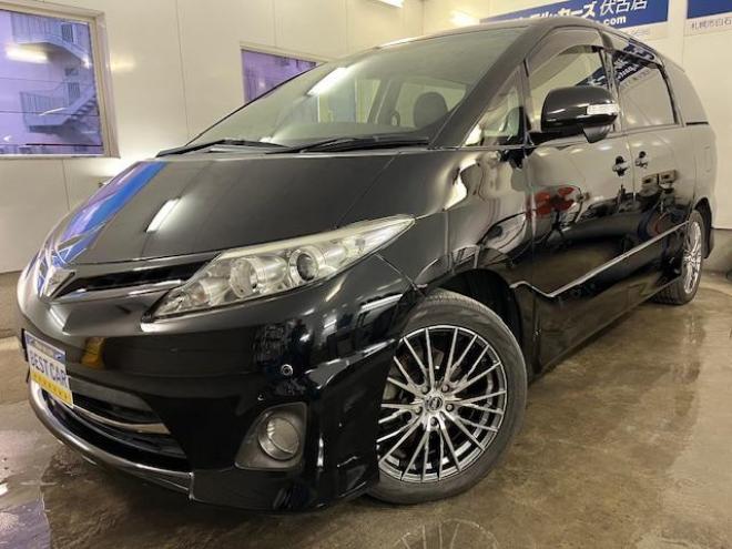 エスティマアエラス　レザーパッケージ　後期型　ワンオーナー　禁煙車　ＷＡＫＯＳバリアスコーティング済　社外１８インチＡＷ　社外１６ＡＷ＋スタッドレスタイヤ付　両側パワースライドドア　純正ブラックレザーシート　純正ＨＤＤナビ（フルセグ地デジ　ＤＶＤ再生　Ｂｌｕｅｔｏｏｔｈ）＋バックカメラ　コーナーセンサー　ＰＵＳＨスタート　スマートキー　クルーズコントロール　運転席パワーシート　２列目オットマン仕様　タイミングチェーン車　ＨＩＤ ヘッドライト 4WD 2400 5Dr