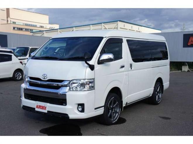 ハイエース2.7 GL ロング ミドルルーフ 4WD　リフトアップ仕様　415SAFARIフロントスポイラー　415COBRAバッドラッカーSD6　17インチAW　TOYOオープンカントリーA/T　215/60R17　後席リクライニング加工済　純正エンジンスターター　社外大型フリップダウン 2700