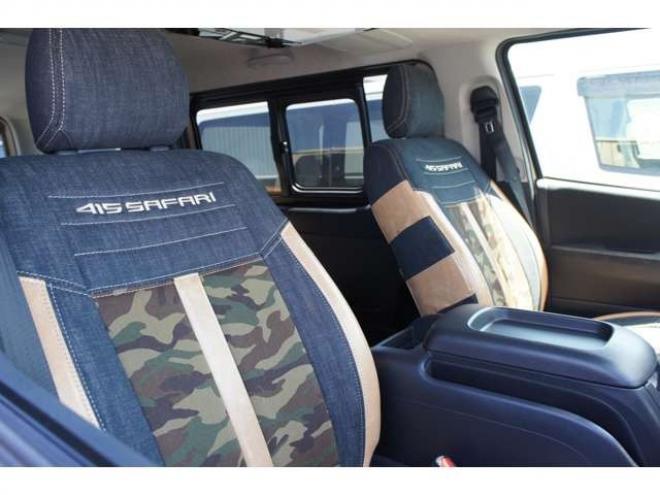 ハイエースバン2.8 スーパーGL ロング ディーゼルターボ 4WD　415SAFARIプロテクションキット　ALPINE BIG-X&フリップダウンモニター　415SAFARIオーダーデニムシートカバー　特注アルコア製16インチAW　TOYOオープンカントリーR/Tタイヤ 2800