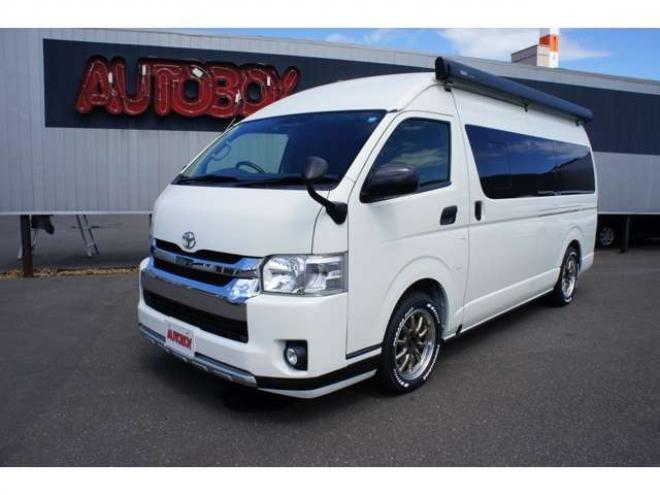 ハイエースバン2.8 DX ワイド スーパーロング ハイルーフ ディーゼルターボ 4WD　オグショー跳上2段ベッドキット 前後S-GLシート　スーリーサイドオーニング 415SAFARI Fスポイラー　ESSEX ENCB17インチAW　PARADA215/60R17　WEBASTO-FFヒーター　サブバッテリー&外部電源&走行充電 2800