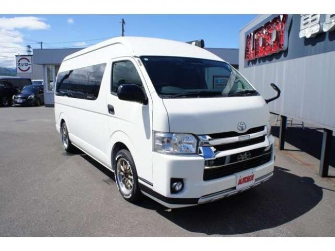 ハイエースバン2.8 DX ワイド スーパーロング ハイルーフ ディーゼルターボ 4WD　オグショー跳上2段ベッドキット 前後S-GLシート　スーリーサイドオーニング 415SAFARI Fスポイラー　ESSEX ENCB17インチAW　PARADA215/60R17　WEBASTO-FFヒーター　サブバッテリー&外部電源&走行充電 2800