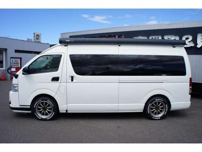 ハイエースバン2.8 DX ワイド スーパーロング ハイルーフ ディーゼルターボ 4WD　オグショー跳上2段ベッドキット 前後S-GLシート　スーリーサイドオーニング 415SAFARI Fスポイラー　ESSEX ENCB17インチAW　PARADA215/60R17　WEBASTO-FFヒーター　サブバッテリー&外部電源&走行充電 2800