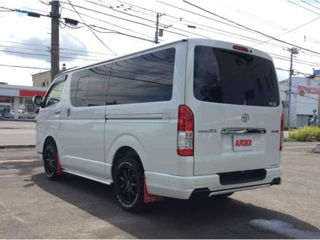 ハイエースバン2.8 スーパーGL ダークプライムII ロングボディ ディーゼルターボ 4WD　TRDバンパー&アルパインBIG-X11インチ　　リアヒーター&クーラー　プッシュスタート　スマートキー　　両側スライドドア　ドライブレコーダー　ETC　車線逸脱防止　横滑り防止装置　電動格納ミラー　ベッドキッド 2800
