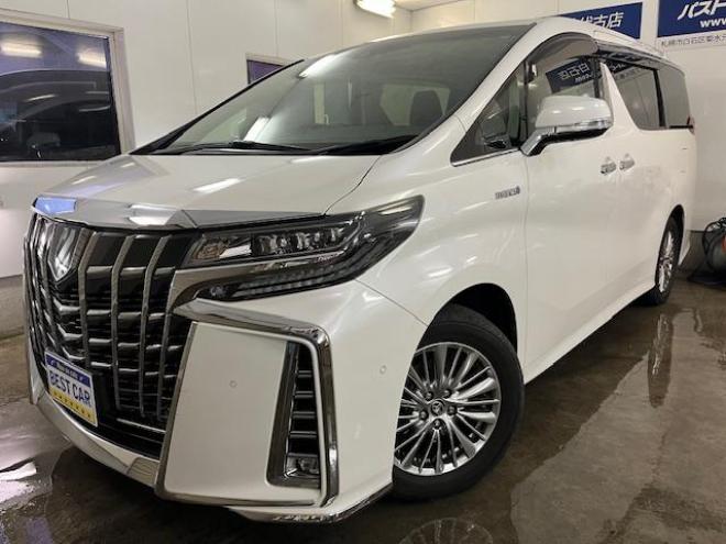 アルファードハイブリッドＳＲ　本州仕入　寒冷地仕様　禁煙車　ＪＢＬサウンド　プリクラッシュ　レーダークルーズ　純正１７インチＡＷ　社外１７ＡＷ＋スタッドレスタイヤ付　純正ナビ（フルセグ地デジ　ＤＶＤ再生　Ｂｌｕｅｔｏｏｔｈ）＋バックカメラ　全方位カメラ　デジタルインナーミラー　両側パワースライドドア　パワーバックドア　純正ブラックレザーシート　電動オットマン　ＬＥＤヘッドライト　前後ドライブレコーダー 4WD 2500 5Dr