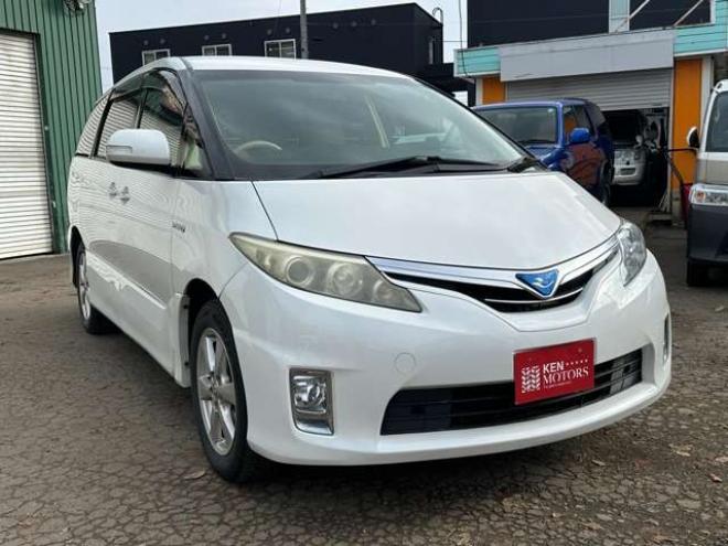 エスティマハイブリッド2.4 X 4WD　ETC　地デジ　クルーズコントロール　純正オーディオ　バックカメラ　両側スライドドア左側電動　3列シート　パワステ　パワーウィンドウ　純正アルミ　ABS　キーレスエントリー 2400