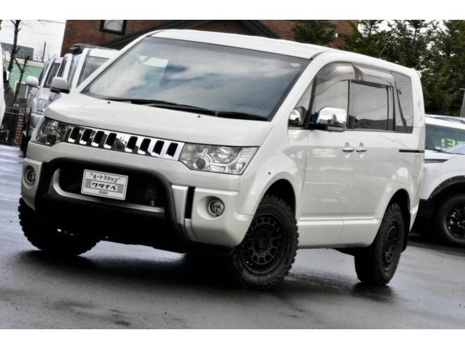 デリカD:5 Chamonix　４WD　本州仕入　１オーナー　ジオランダーＭ／Ｔ　新品フロントガード　両側電動スライドドア　シートヒーター　シートカバー付き