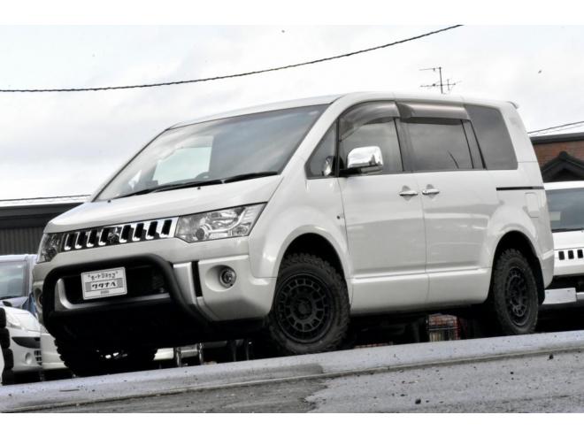 デリカD:5 Chamonix　４WD　本州仕入　１オーナー　ジオランダーＭ／Ｔ　新品フロントガード　両側電動スライドドア　シートヒーター　シートカバー付き