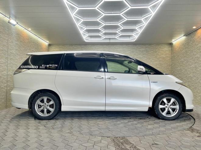 エスティマハイブリッドハイブリッド2.4G 4WD 5年保証 スマキー 両側パワスラ ナビ Bカメ ETC 寒冷地仕様 禁煙 車検整備2年付