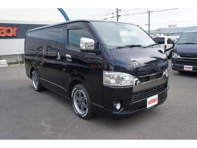 ハイエースバン2.8 スーパーGL ダークプライムII ロングボディ ディーゼルターボ 4WD　415COBRA　クリーンルック3Fスポ&BY2ボンネット&ステージ2ルーフスポ&バッドラッカーIII17インチAW&フラットベッドキット　ヨコハマPARADA17インチ　デジタルインナー　パノラマモニター　両側パワースライドドア 2800