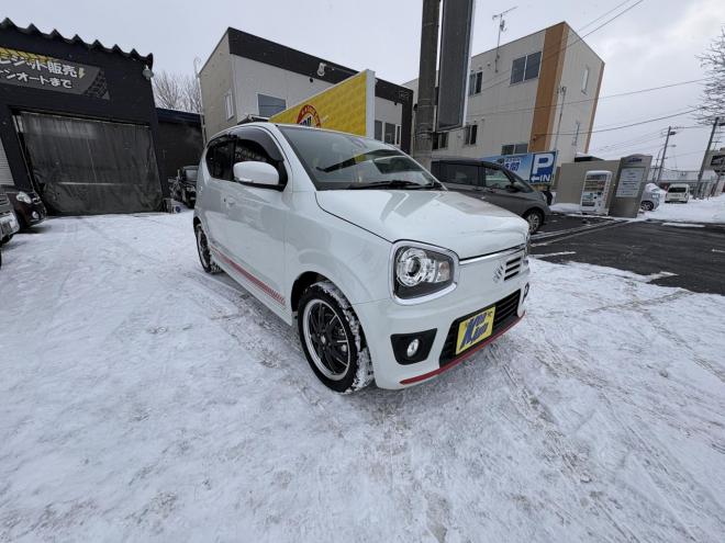 アルトALTO TURBO RS 4WD本州仕入　寒冷地仕様　ブレーキアシスト　TURBO 5AG 純正ワンセグナビ　シートヒーター　HIDヘッド　PUSHスタート　スマートキースペアー有　１５インチアルミ　エンジンオイル交換　スタットレス付　スポーツマフラー付　ETC 4WD 660 ５Dr