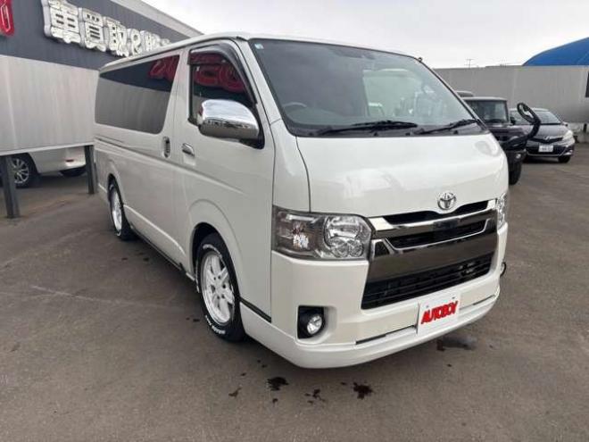 レジアスエース2.8 スーパーGL ダークプライムII ロングボディ ディーゼルターボ 4WD　415COBRA　クリーンルック3フロントスポイラー　ステージ2ルーフスポイラー　バッドラッカーIII17インチAW　ヨコハマPARADA215/60R17　両側パワースライドドア　ETC 2800