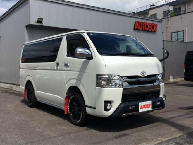 レジアスエース2.8 スーパーGL ダークプライムII ロングボディ ディーゼルターボ 4WD　バン　TRDバンパー&アルパインBIG-X11型　リアヒーター&クーラー　プッシュスタート　スマートキー　　両側スライドドア　ドラレコ　ETC　車線逸脱防止　横滑り防止装置　電動格納ミラー　ベッドキッド 2800