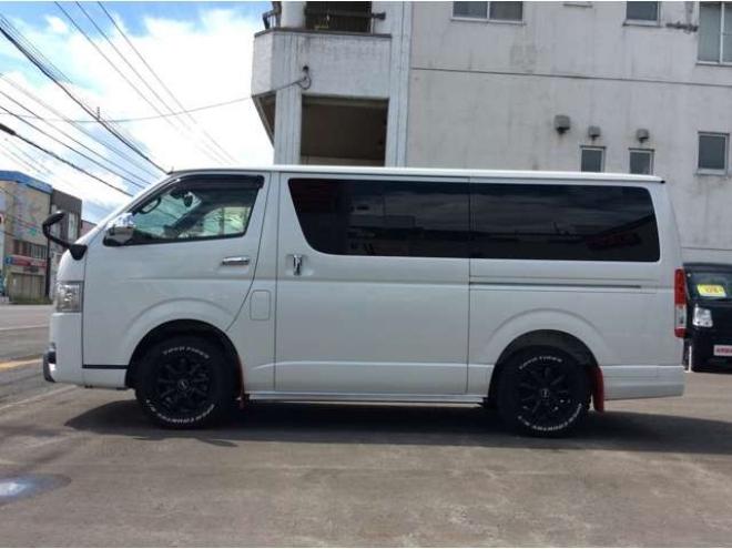 レジアスエース2.8 スーパーGL ダークプライムII ロングボディ ディーゼルターボ 4WD　バン　TRDバンパー&アルパインBIG-X11型　リアヒーター&クーラー　プッシュスタート　スマートキー　　両側スライドドア　ドラレコ　ETC　車線逸脱防止　横滑り防止装置　電動格納ミラー　ベッドキッド 2800