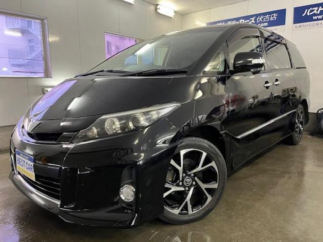 エスティマアエラス　プレミアムエディション　本州仕入　寒冷地仕様　禁煙車　純正リアフリップダウンモニター　両側パワースライドドア　純正１８インチＡＷ　社外１６ＡＷ＋スタッドレスタイヤ付　純正エンジンスターター　前後ドライブレコーダー　ＥＴＣ 4WD 2400 5Dr