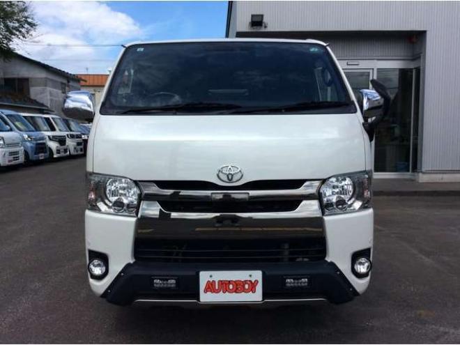 レジアスエース2.8 スーパーGL ダークプライムII ロングボディ ディーゼルターボ 4WD　バン　TRDバンパー&アルパインBIG-X11型　リアヒーター&クーラー　プッシュスタート　スマートキー　　両側スライドドア　ドラレコ　ETC　車線逸脱防止　横滑り防止装置　電動格納ミラー　ベッドキッド 2800