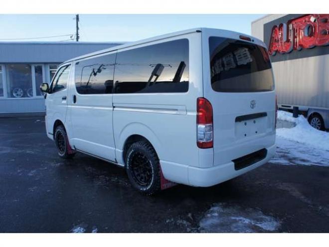 ハイエースバン2.8 DX ロング GLパッケージ ディーゼルターボ 4WD　Bカメラ　TRDフロントスポイラー　マッドフラップ　エセックス16インチアルミ　オープンカントリーRT　LEDヘッドライト　Wエアバッグ　AC100V　8人乗り構造変更済　寒冷地仕様　リアヒーター&エアコン 2800