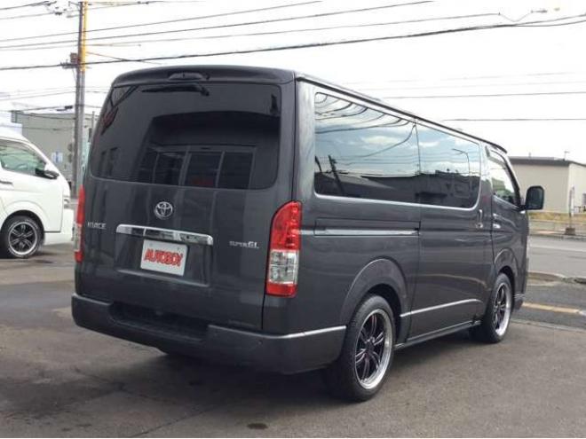 ハイエースバン2.8 スーパーGL ロング ディーゼルターボ 4WD　リアヒーター&クーラー　プッシュスタート　スマキー　ステアリングスイッチ　オートハイビーム　パノラミックビューモニター　純正ナビ　フルセグTV　ドラレコ　ETC　インナーミラー　横滑り防止　フロントフォグ 2800