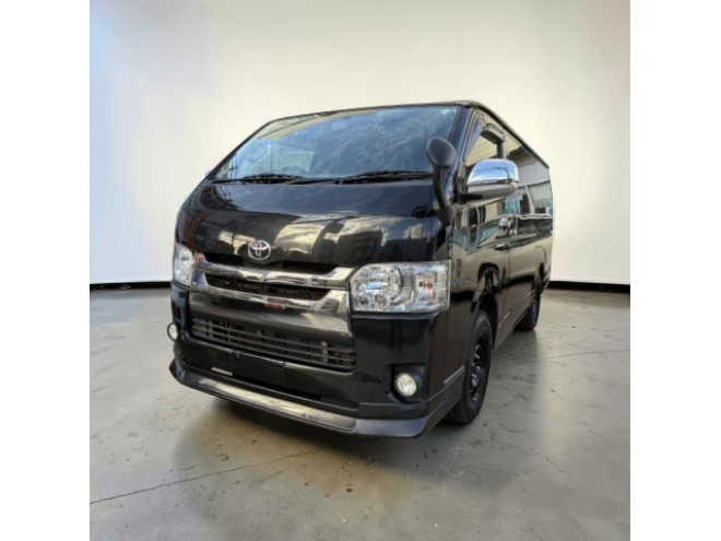 ハイエースバン4型スーパーGL ディーゼルターボ 本州車寒冷地仕様 アルパインナビ8インチ バックカメラ TOMSエアロ ドライブレコーダー レザーシート 両側パワースライドドア リアヒータークーラー 車検新規 12ヶ月点検整備済 保証付！ 4WD 3000 5Dr