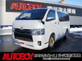 ハイエースバン　2.8 スーパーGL ダークプライムII ロングボディ ディーゼルターボ 4WD　ワンオーナー　メモリーナビTV　バックカメラ　ワークエクストラップ17インチAW　ローダウン　415コブラフロントスポイラー　両側パワースライドドア　AC100V　トヨタセーフティセンス　寒冷地仕様 2800