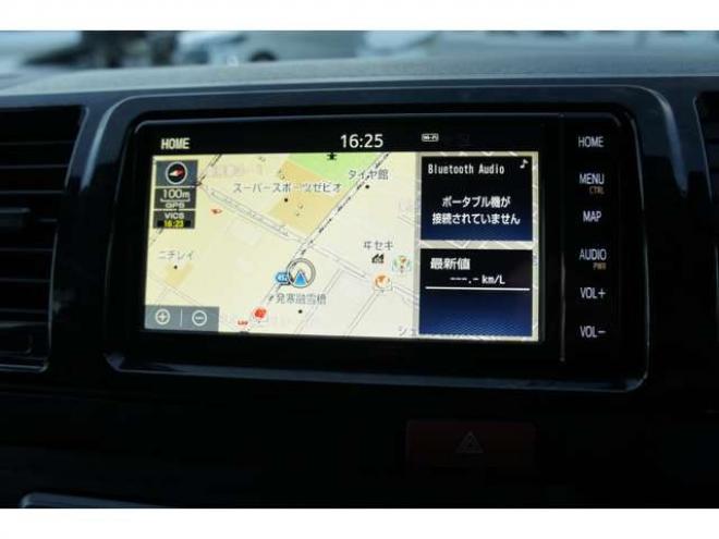 レジアスエース2.8 スーパーGL ダークプライムII ロングボディ ディーゼルターボ 4WD　ワンオーナー　TRDフロントスポイラー　TRD　TF7Aアルミホイール　両側パワースライドドア　リアヒーター　純正ナビ　フルセグ　Bluetooth　レーダーブレーキ　荷室ダウンライト　車線逸脱警報 2800