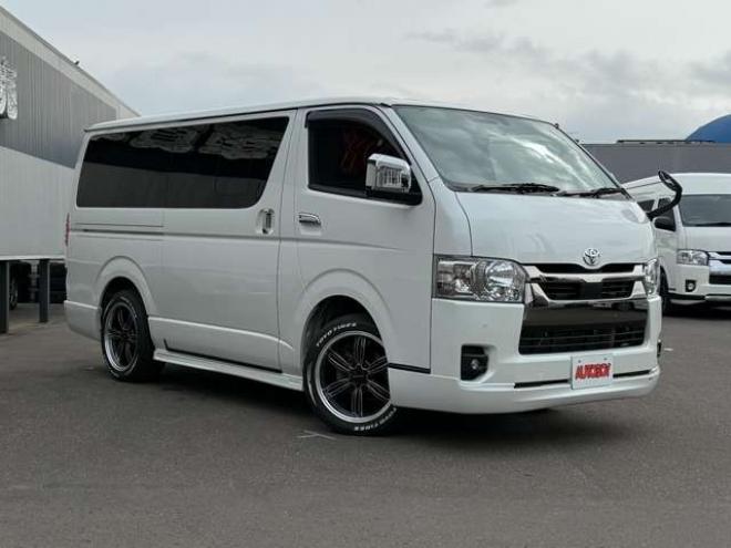 ハイエースバン2.8 スーパーGL ダークプライムII ロングボディ ディーゼルターボ 4WD　寒冷地仕様 ワンオーナー パノラミックビューモニター デジタルインナーミラー 415COBRA CL-3フロントリップ CL-2サイドステップ　CL-ステップリアバンパー　ステージ2　バッドラッカー18インチアルミ　トーヨーH30 2800