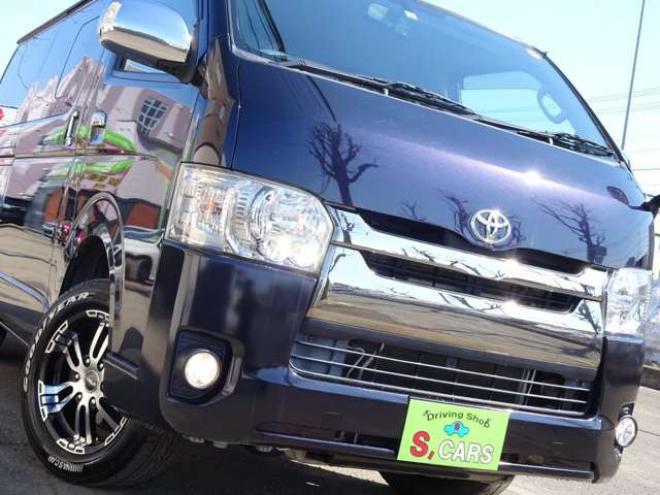 ハイエースバン3.0 スーパーGL ダークプライム ロングボディ ディーゼルターボ 4WD　本州車　4WD　3.0ディーゼルターボ　ダークプライム　新品タイミングベルト/ウォーターポンプ交換込　DELF&NASCARホワイトレタータイヤ　バックカメラ　本革巻黒木目ハンドル　メッキグリル　LEDヘッドライト ETC 3000
