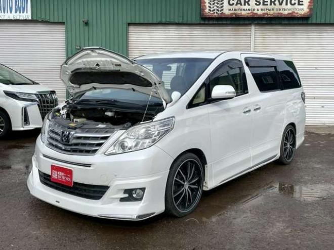 アルファード2.4 240X 4WD　モデリスタエアロ　車高調　ETC　後席モニター　両側電動スライドドア　社外エンジンスターター　パワステ　パワーウィンドウ　純正ナビ　純正アルミ　バックカメラ　キーレスエントリー　3列シート　ABS 2400