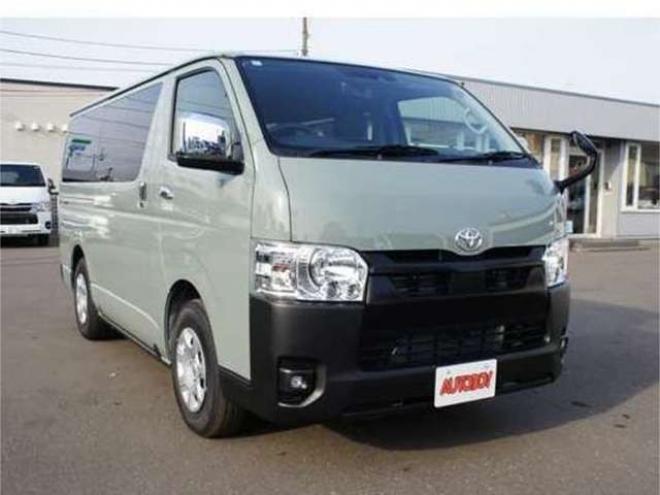 ハイエースバン2.8 スーパーGL ロング ディーゼルターボ 4WD　アースカラーPKG　アーバンカーキ　　両側パワースライドドア　デジタルインナーミラー　全方位カメラ　バックカメラ　寒冷地仕様　LEDヘッドライト　415コブラフラットベッドキット 登録済未使用車 2800