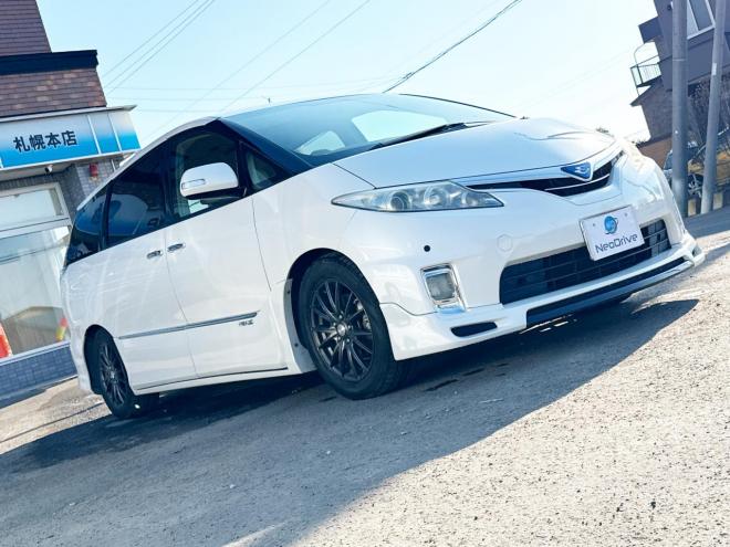 エスティマハイブリッドハイブリッド2.4X 4WD　ローンが不安な方＜優遇ローン＞　本州仕入　寒冷地仕様 フルエアロ　社外ナビ 4WD 2400 5Dr