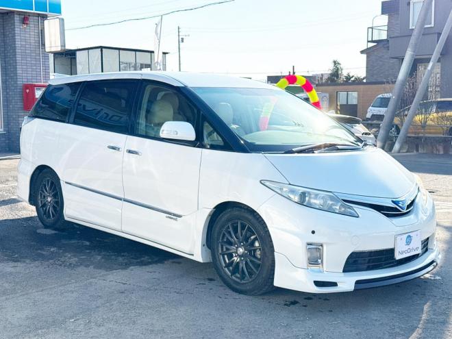 エスティマハイブリッドハイブリッド2.4X 4WD　ローンが不安な方＜優遇ローン＞　本州仕入　寒冷地仕様 フルエアロ　社外ナビ 4WD 2400 5Dr