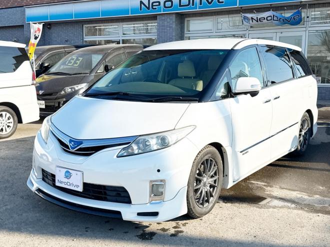 エスティマハイブリッドハイブリッド2.4X 4WD　ローンが不安な方＜優遇ローン＞　本州仕入　寒冷地仕様 フルエアロ　社外ナビ 4WD 2400 5Dr