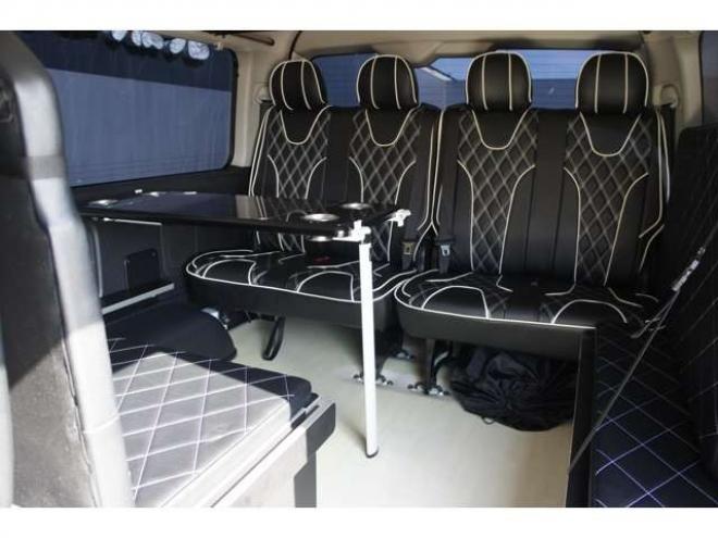 ハイエース2.7 GL ロング ミドルルーフ 4WD　IFUU製3列目対面ラウンジベッドIF-WB8フルフラットベットラウンジ展開 アルパインBIG-X　フリップダウンモニター センターコンソール 415COBRA　F/S/R/ルーフスポイラー/フェンダー/18インチAW 2700