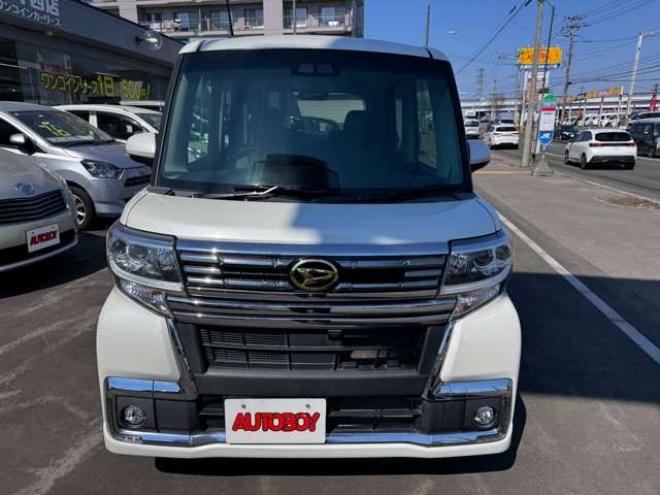 タントカスタム RS トップエディション SAIII 4WD　スマートキー・プッシュスタート・純正8incSDナビ・フルセグTV・BT・バックカメラ・片側シートヒーター・アイドリングストップ・横滑り防止・両側スライドドア・LEDヘッドライト・ETC・シートカバー 660