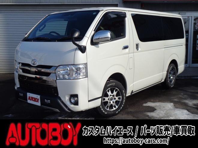 レジアスエース2.8 スーパーGL ダークプライムII ロングボディ ディーゼルターボ 4WD　ワンオーナー　TRDフロントスポイラー　TRD　TF7Aアルミホイール　両側パワースライドドア　リアヒーター　純正ナビ　フルセグ　Bluetooth　レーダーブレーキ　荷室ダウンライト　車線逸脱警報 2800