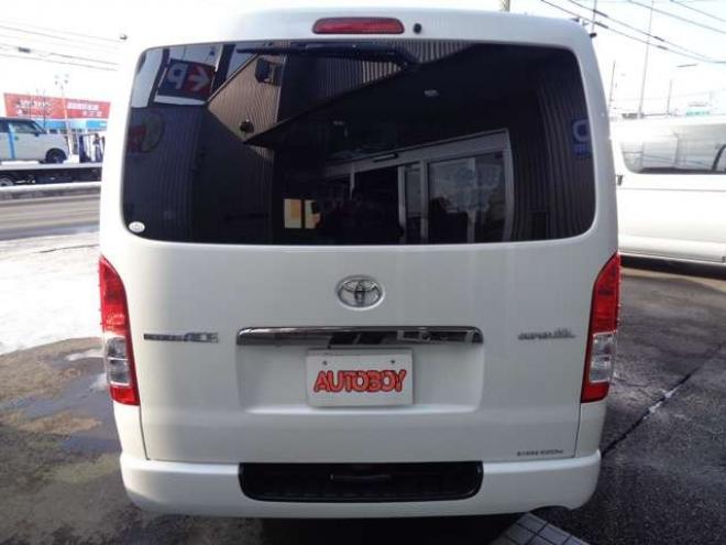 レジアスエース2.8 スーパーGL ダークプライムII ロングボディ ディーゼルターボ 4WD　ワンオーナー　TRDフロントスポイラー　TRD　TF7Aアルミホイール　両側パワースライドドア　リアヒーター　純正ナビ　フルセグ　Bluetooth　レーダーブレーキ　荷室ダウンライト　車線逸脱警報 2800