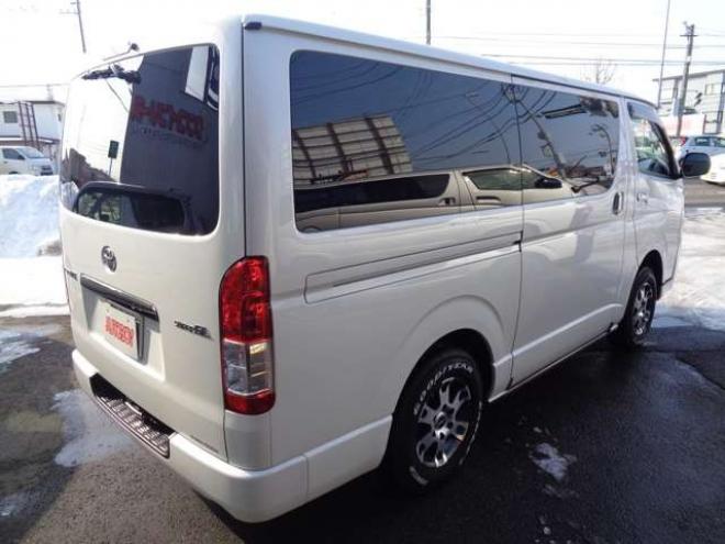 レジアスエース2.8 スーパーGL ダークプライムII ロングボディ ディーゼルターボ 4WD　ワンオーナー　TRDフロントスポイラー　TRD　TF7Aアルミホイール　両側パワースライドドア　リアヒーター　純正ナビ　フルセグ　Bluetooth　レーダーブレーキ　荷室ダウンライト　車線逸脱警報 2800