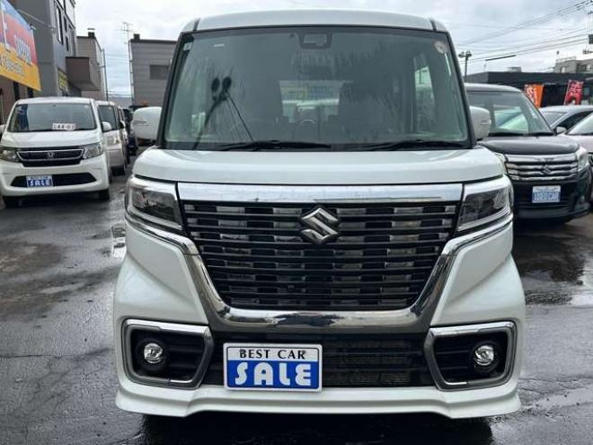 スペーシアカスタム ハイブリッド XSターボ 4WD　両側パワースライドドア　ナビ　Bluetooth　プッシュスタート　アイドリングストップ　ビルトインETC　コーナーセンサー　レーンキープアシスト　衝突軽減ブレーキ　横滑り防止装置　前席シートヒーター 660