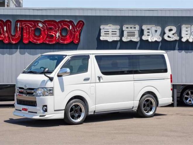 ハイエースバン2.8 スーパーGL ダークプライムII ロングボディ ディーゼルターボ 4WD　モデリスタフロントスポイラー　ワーク18インチAW　8インチナビTV 両側電動パワースライドドア 415COBRAフラットキット(ベッドキット) 2800