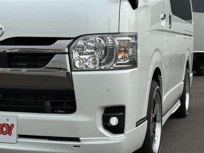 ハイエースバン2.8 スーパーGL ダークプライムII ロングボディ ディーゼルターボ 4WD　寒冷地仕様 ワンオーナー パノラミックビューモニター デジタルインナーミラー 415COBRA CL-3フロントリップ CL-2サイドステップ　CL-ステップリアバンパー　ステージ2　バッドラッカー18インチアルミ　トーヨーH30 2800