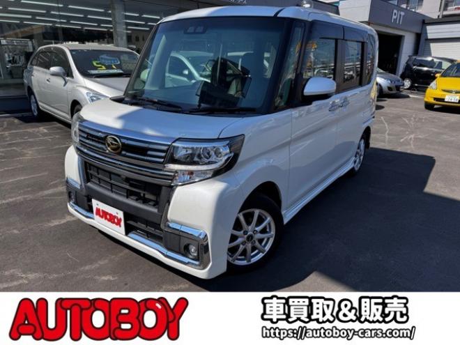 タントカスタム RS トップエディション SAIII 4WD　スマートキー・プッシュスタート・純正8incSDナビ・フルセグTV・BT・バックカメラ・片側シートヒーター・アイドリングストップ・横滑り防止・両側スライドドア・LEDヘッドライト・ETC・シートカバー 660