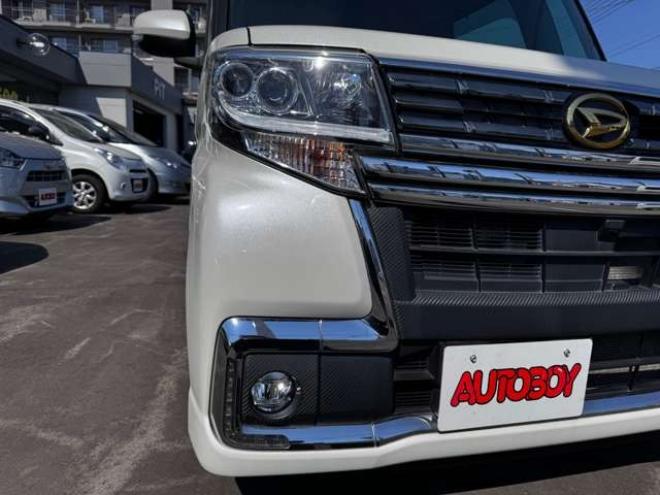 タントカスタム RS トップエディション SAIII 4WD　スマートキー・プッシュスタート・純正8incSDナビ・フルセグTV・BT・バックカメラ・片側シートヒーター・アイドリングストップ・横滑り防止・両側スライドドア・LEDヘッドライト・ETC・シートカバー 660