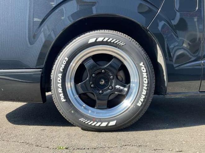 ハイエース2.7 GL ロング ミドルルーフ 4WD　社外メモリーナビTV　バックカメラ　ワークエクストラップ17インチアルミ　415コブラフロントスポイラー　パワースライドドア　LEDヘッドライト　Wエアバック　スマートキー　AC100V 2700