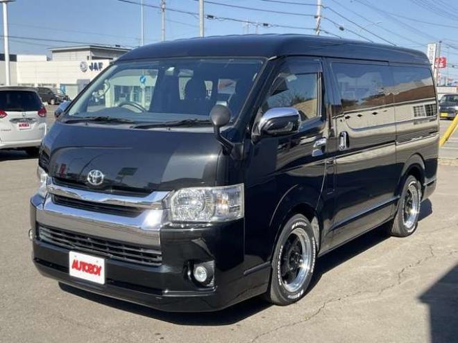 ハイエース2.7 GL ロング ミドルルーフ 4WD　社外メモリーナビTV　バックカメラ　ワークエクストラップ17インチアルミ　415コブラフロントスポイラー　パワースライドドア　LEDヘッドライト　Wエアバック　スマートキー　AC100V 2700