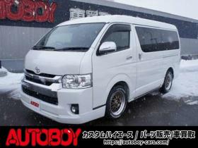 ハイエース　2.7 GL ロング ミドルルーフ 4WD　ワンオーナー　ケンウッド9インチナビTV　Bカメラ　フリップダウンモニター　ワークエクストラップ18インチAW　415コブラフロントスポイラー　ベッドキット　LEDヘッドライト　スマキー　AC100V 2700